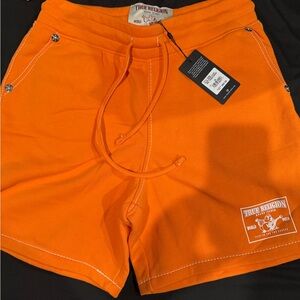 True Religion Men's Vibrant Orange Athletic Shorts